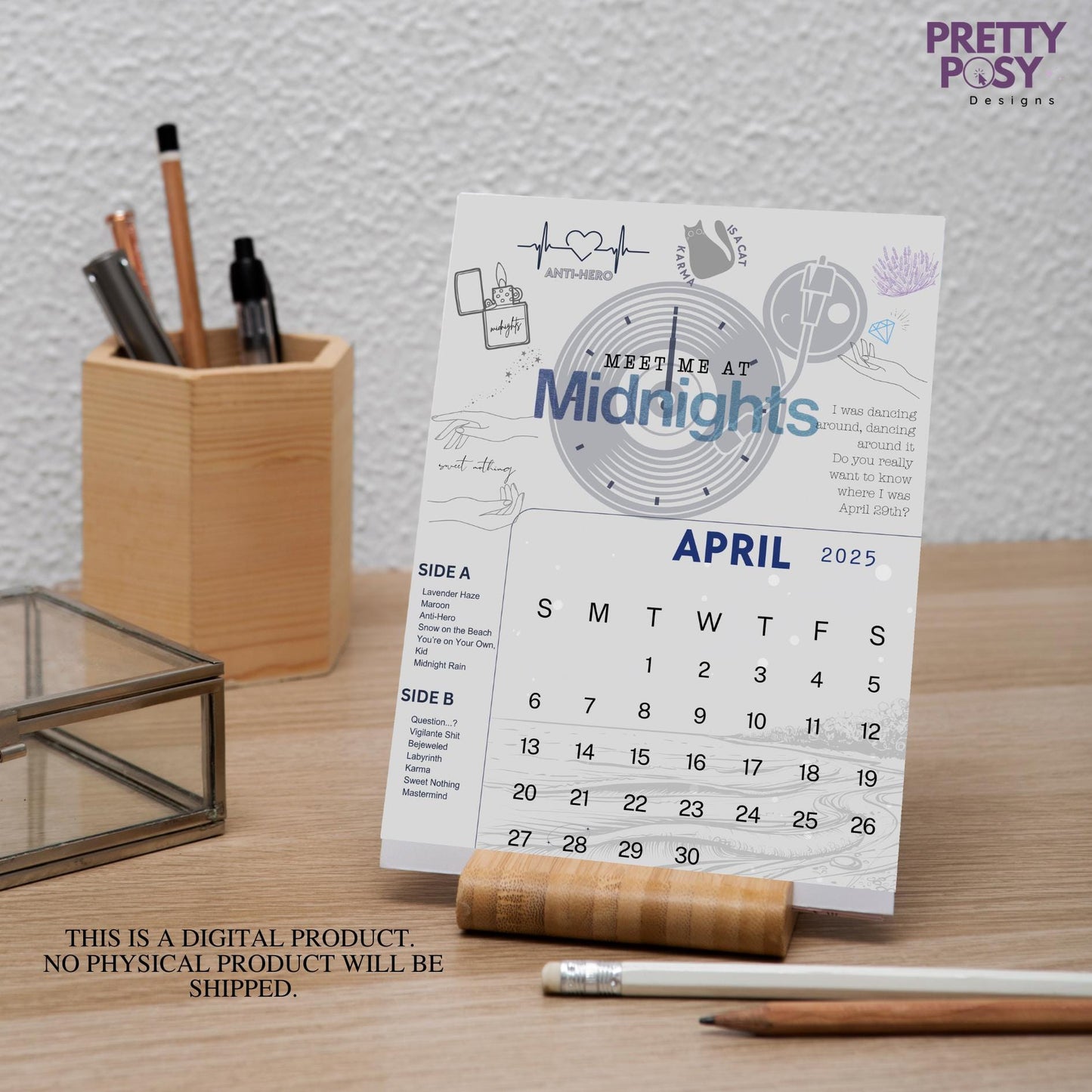 2025 Taylor Swift Eras Desk Calendar – Printable Lyrics Calendar for Swifties(Digital Download)